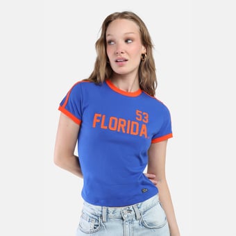 Women's Hype and Vice  Royal Florida Gators Cropped Goalie Baby T-Shirt
