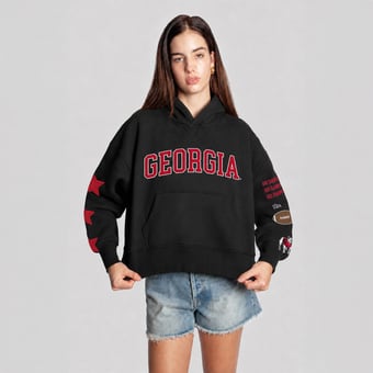 Women's Hype and Vice  Black Georgia Bulldogs Cropped Spirit Hoodie
