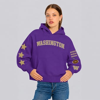 Women's Hype and Vice  Purple Washington Huskies Cropped Spirit Hoodie