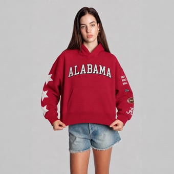 Women's Hype and Vice  Crimson Alabama Crimson Tide Cropped Spirit Hoodie