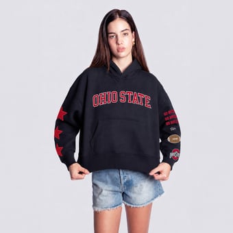 Women's Hype and Vice  Black Ohio State Buckeyes Cropped Spirit Hoodie