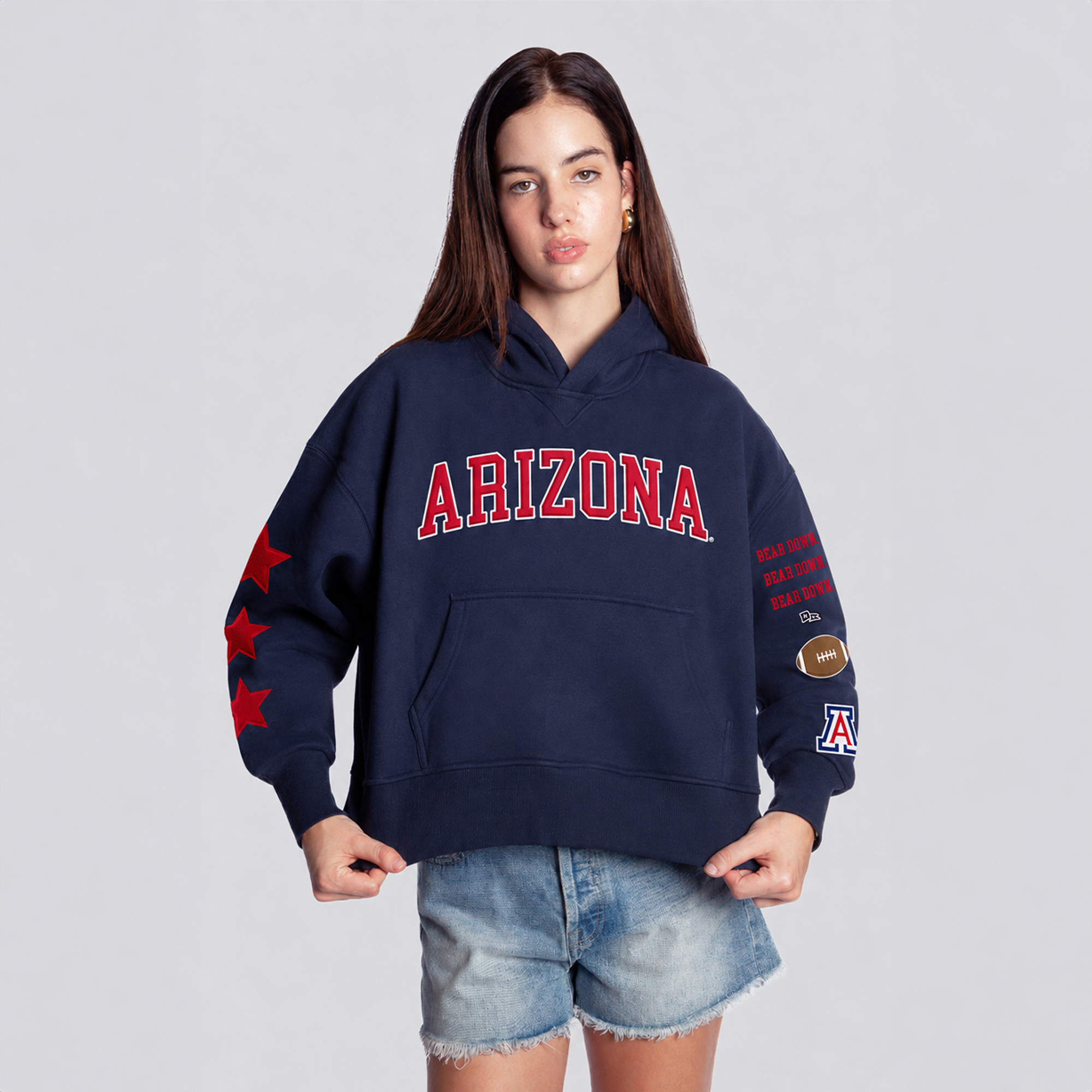 Women's Hype and Vice  Navy Arizona Wildcats Cropped Spirit Hoodie
