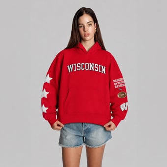 Women's Hype and Vice  Red Wisconsin Badgers Cropped Spirit Hoodie