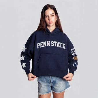 Women's Hype and Vice  Navy Penn State Nittany Lions Cropped Spirit Hoodie