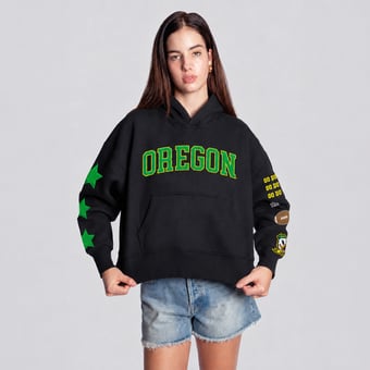 Women's Hype and Vice  Black Oregon Ducks Cropped Spirit Hoodie