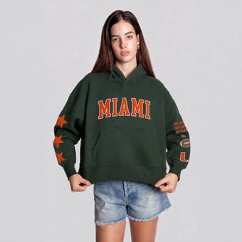 Women's Hype and Vice  Green Miami Hurricanes Cropped Spirit Hoodie