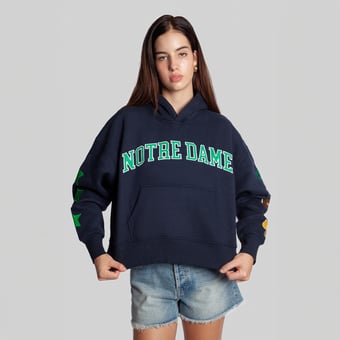 Women's Hype and Vice  Navy Notre Dame Fighting Irish Cropped Spirit Hoodie