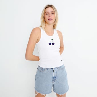 Women's Hype and Vice  White Florida Gators Cropped Cherry Ribbed Tank Top