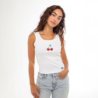 Women's Hype and Vice  White Ohio State Buckeyes Cropped Cherry Ribbed Tank Top