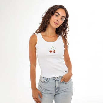 Women's Hype and Vice  White Texas Longhorns Cropped Cherry Ribbed Tank Top