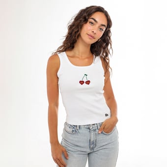 Women's Hype and Vice  White USC Trojans Cropped Cherry Ribbed Tank Top