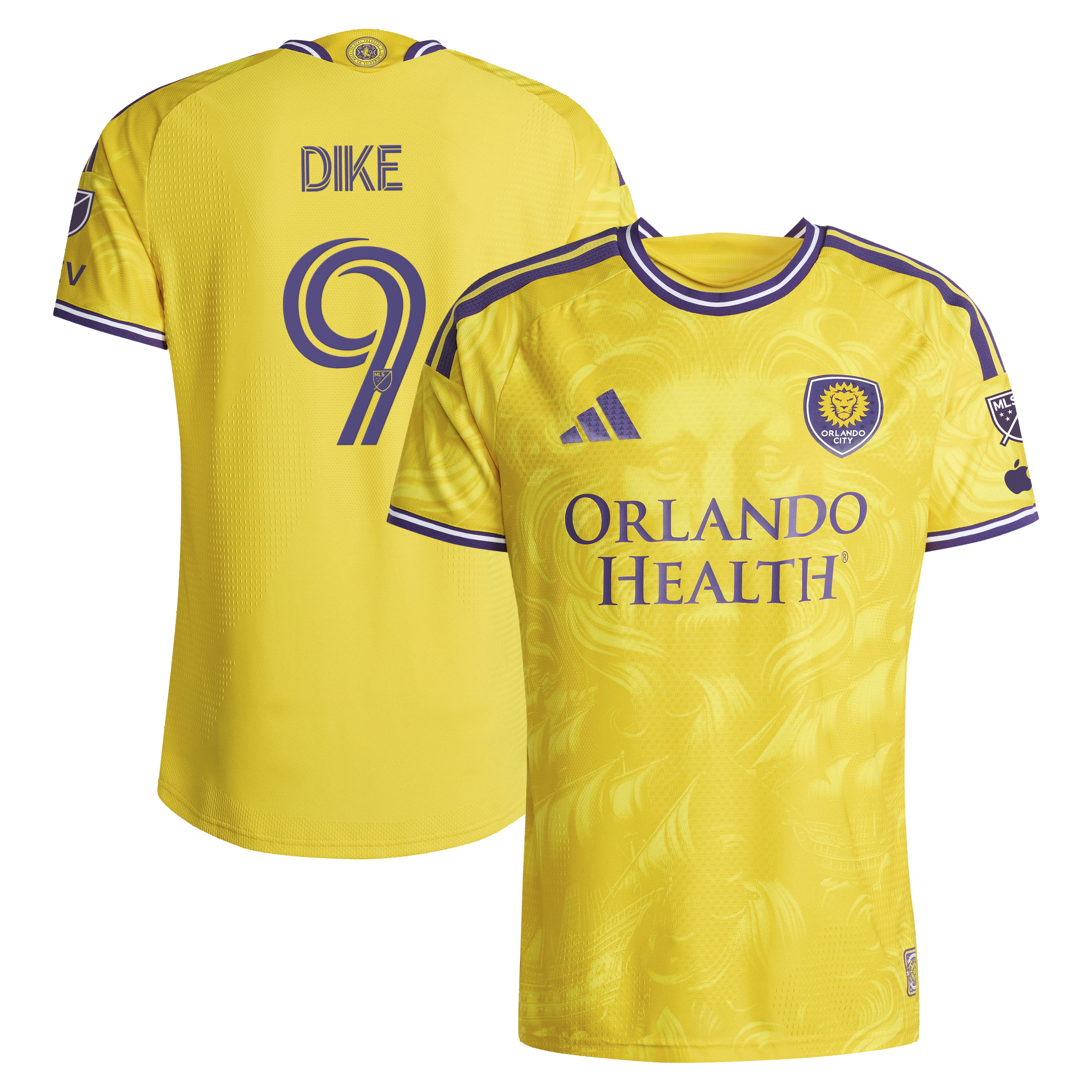 Men's adidas Daryl Dike Yellow Orlando City SC 2026 Sunken Treasure Kit Secondary On-Field Authentic Jersey