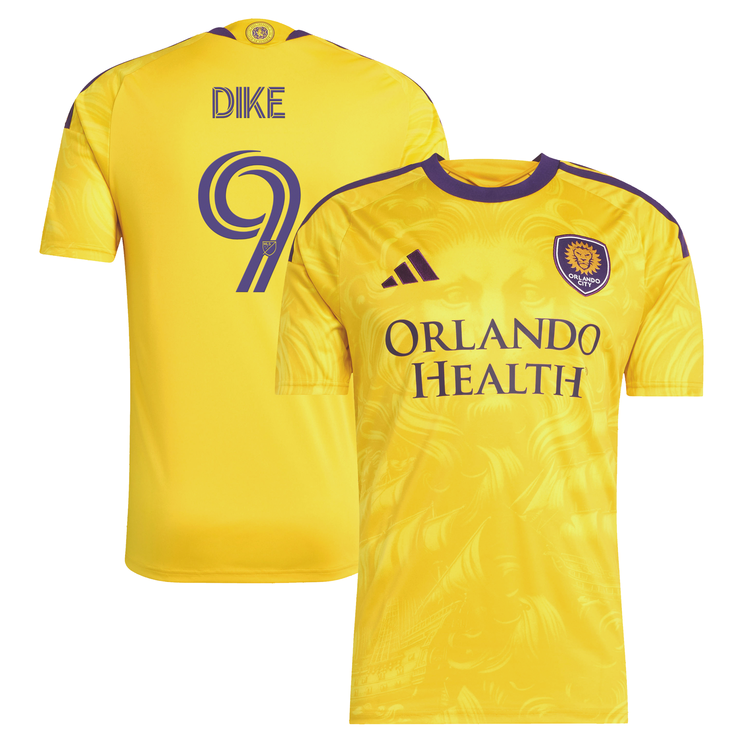 Men's adidas Daryl Dike Yellow Orlando City SC 2026 Sunken Treasure Kit Secondary Replica Jersey