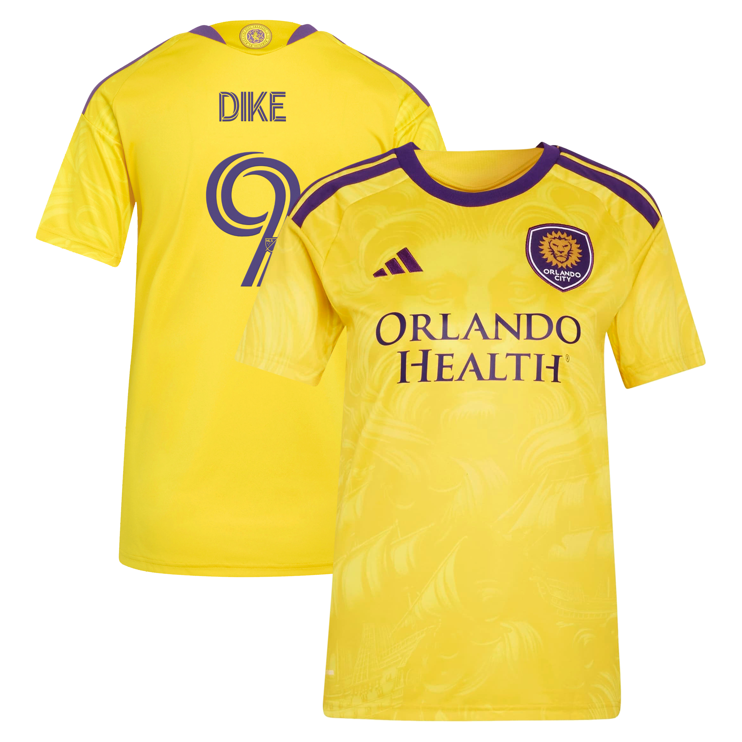 Women's adidas Daryl Dike Yellow Orlando City SC 2026 Sunken Treasure Kit Secondary Replica Jersey