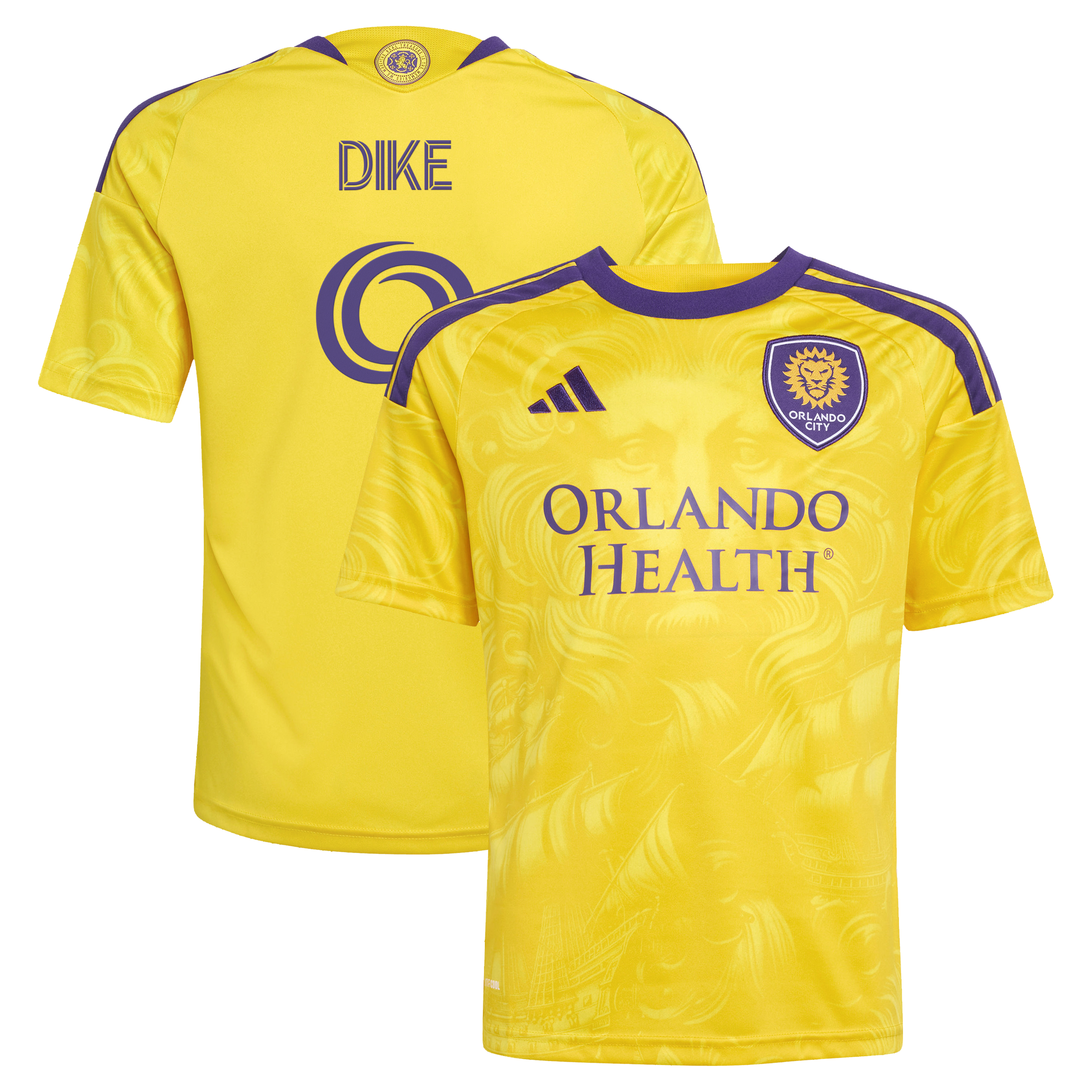 Youth adidas Daryl Dike Yellow Orlando City SC 2026 Sunken Treasure Kit Secondary Replica Jersey