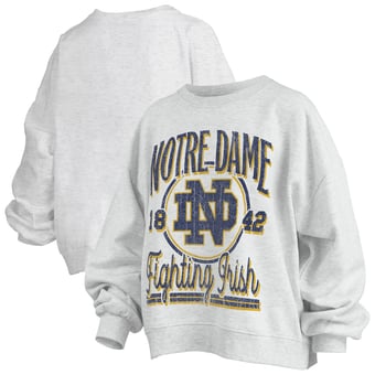 Women's Pressbox Heather Gray Notre Dame Fighting Irish Oversized Bravo Melange Janise Sweatshirt
