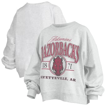 Women's Pressbox Heather Gray Arkansas Razorbacks Oversized Vinson Melange Janise Sweatshirt
