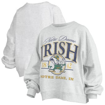 Women's Pressbox Heather Gray Notre Dame Fighting Irish Oversized Vinson Melange Janise Sweatshirt