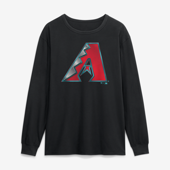 Men's Black Arizona Diamondbacks  Metallic Mascot Long Sleeve T-Shirt