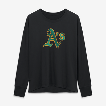 Women's Black Athletics Metallic Mascot Long Sleeve T-Shirt