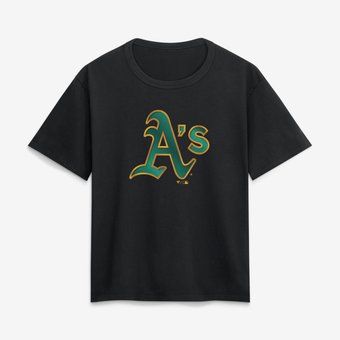 Women's Black Athletics Metallic Mascot T-Shirt