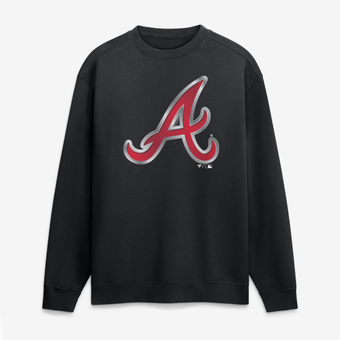 Men's Black Atlanta Braves  Metallic Mascot Sweatshirt