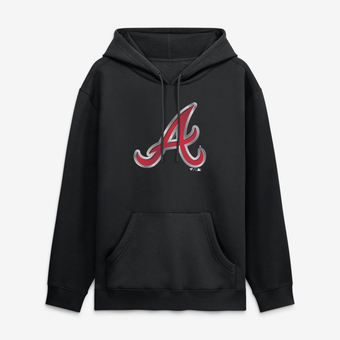 Men's Black Atlanta Braves  Metallic Mascot Hoodie