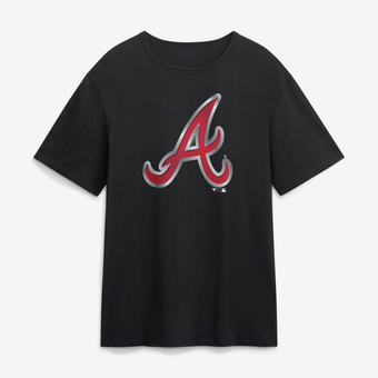 Men's Black Atlanta Braves  Metallic Mascot T-Shirt