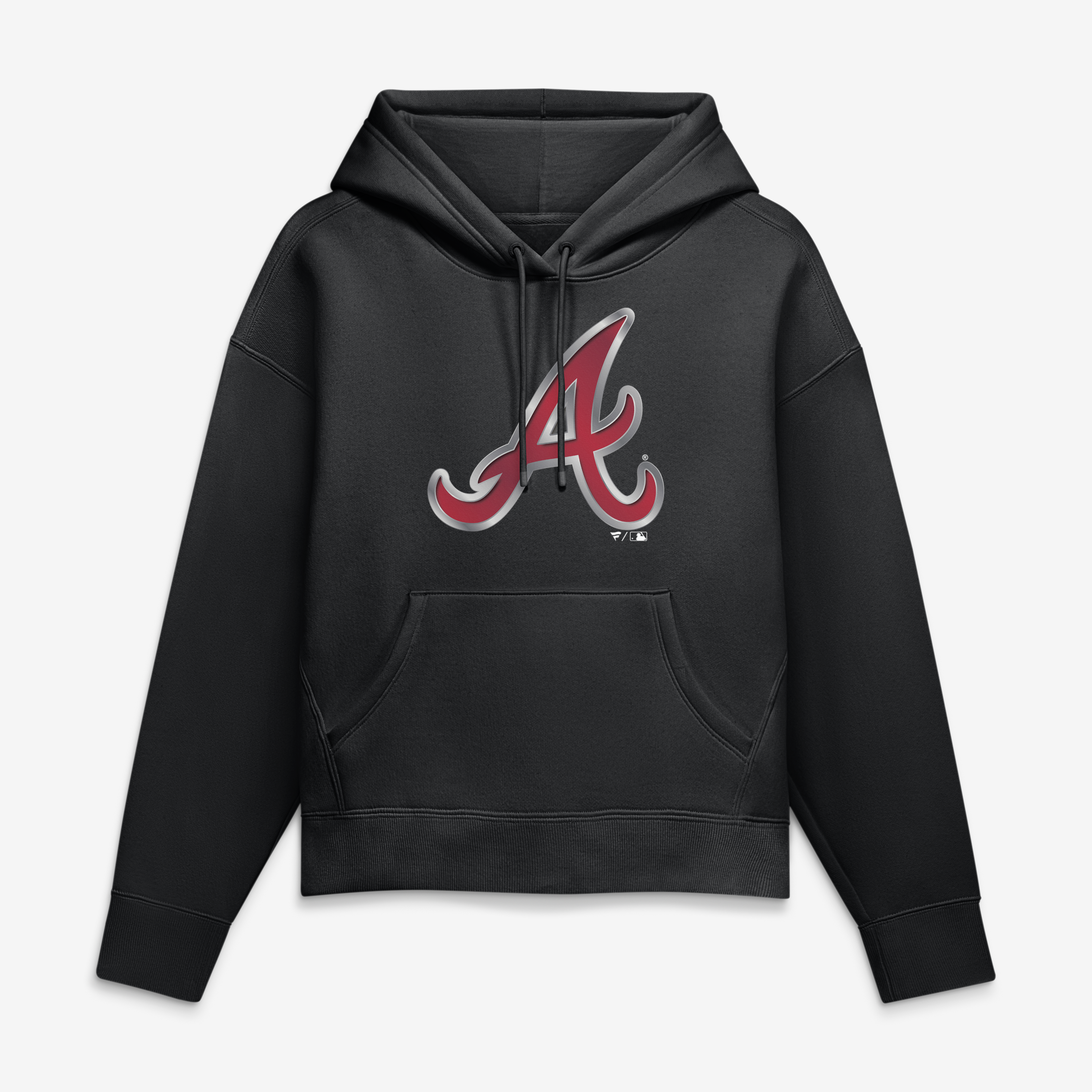 Women’s Black Atlanta Braves Metallic Mascot Hoodie Women’s Black Atlanta Braves Metallic Mascot Hoodie