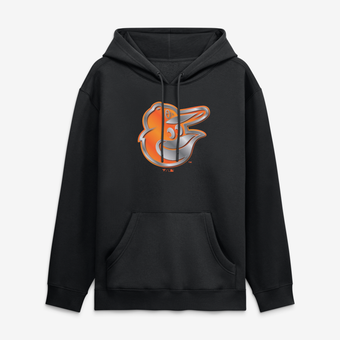 Men's Black Baltimore Orioles  Metallic Mascot Hoodie