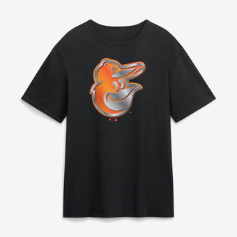 Men's Black Baltimore Orioles  Metallic Mascot T-Shirt