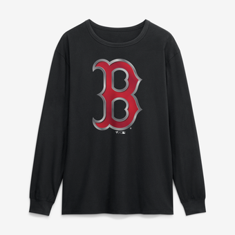 Men's Black Boston Red Sox  Metallic Mascot Long Sleeve T-Shirt