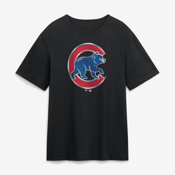 Men's Black Chicago Cubs  Metallic Mascot T-Shirt