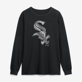 Men's Black Chicago White Sox  Metallic Mascot Long Sleeve T-Shirt