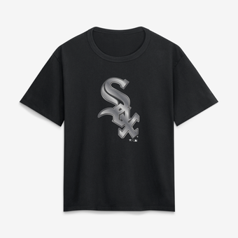 Women's Black Chicago White Sox Metallic Mascot T-Shirt