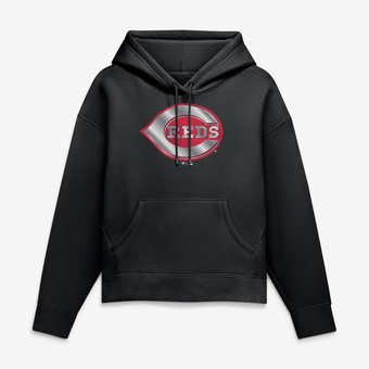 Women's Black Cincinnati Reds Metallic Mascot Hoodie