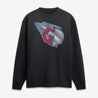 Men's Black Cleveland Guardians  Metallic Mascot Sweatshirt