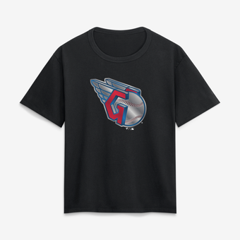 Women's Black Cleveland Guardians Metallic Mascot T-Shirt