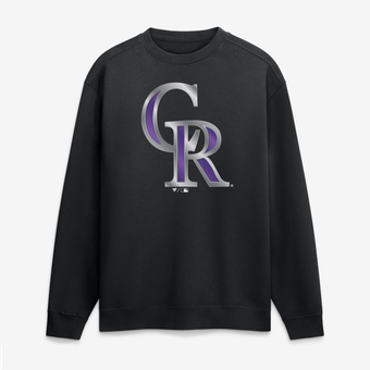 Men's Black Colorado Rockies  Metallic Mascot Sweatshirt