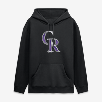 Men's Black Colorado Rockies  Metallic Mascot Hoodie