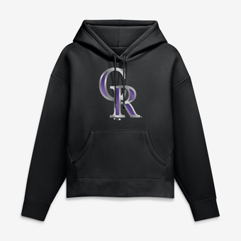 Women's Black Colorado Rockies Metallic Mascot Hoodie