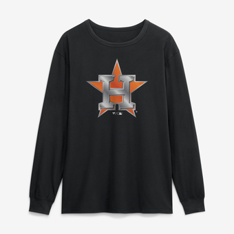 Men's Black Houston Astros  Metallic Mascot Long Sleeve T-Shirt