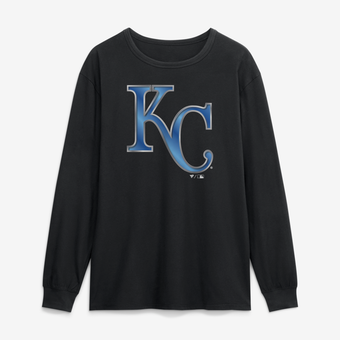 Men's Black Kansas City Royals  Metallic Mascot Long Sleeve T-Shirt