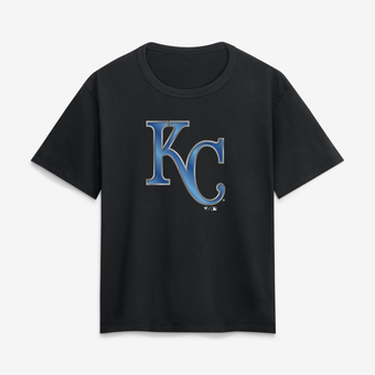 Women's Black Kansas City Royals Metallic Mascot T-Shirt