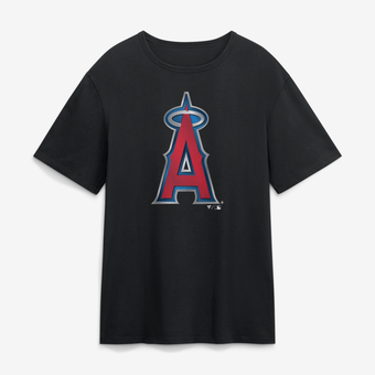 Men's Black Los Angeles Angels  Metallic Mascot T-Shirt