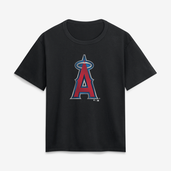 Women's Black Los Angeles Angels Metallic Mascot T-Shirt