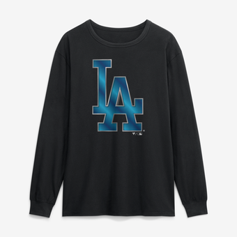 Men's Black Los Angeles Dodgers  Metallic Mascot Long Sleeve T-Shirt