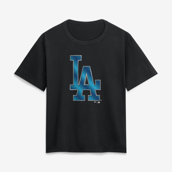 Women's Black Los Angeles Dodgers Metallic Mascot T-Shirt