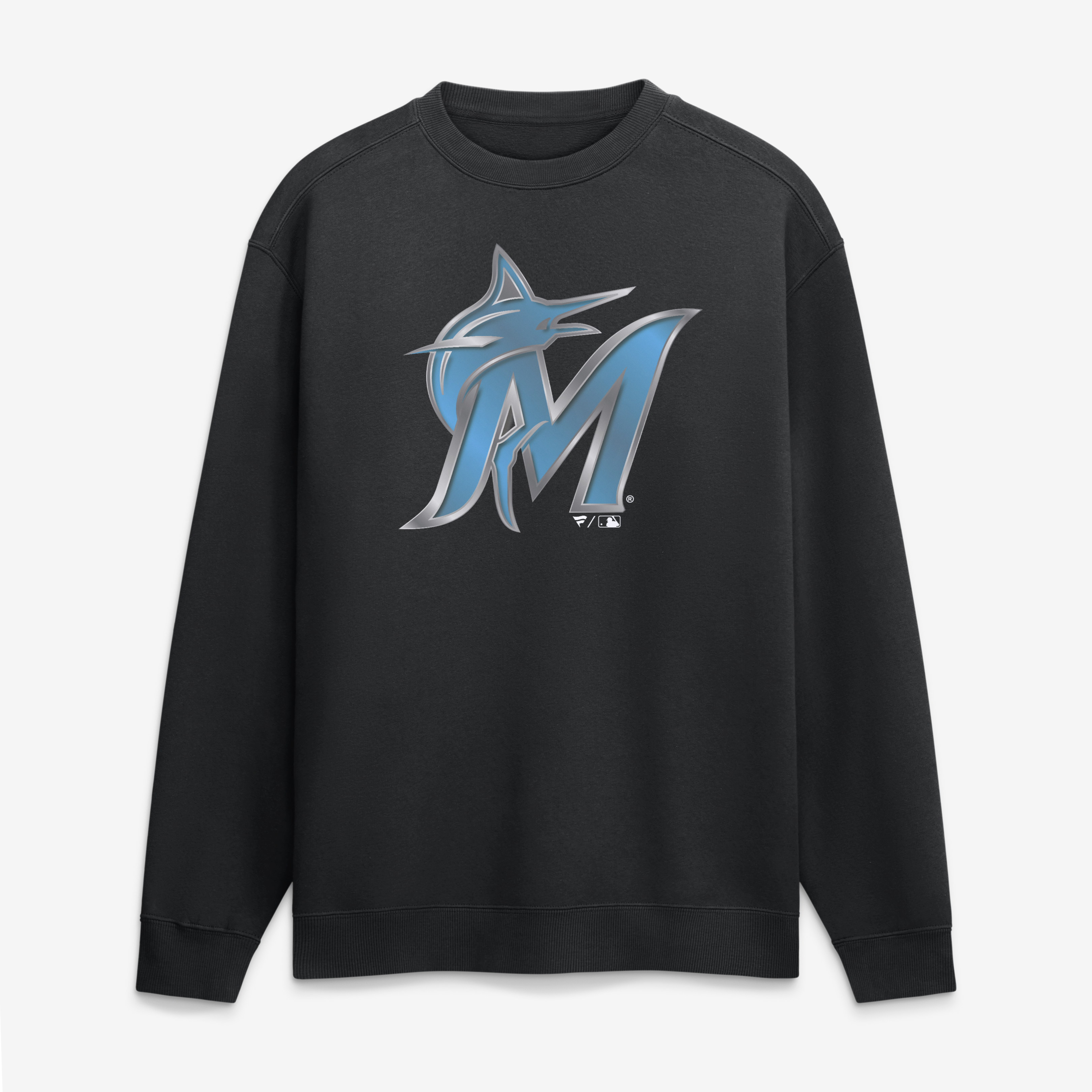 Men's Black Miami Marlins  Metallic Mascot Sweatshirt