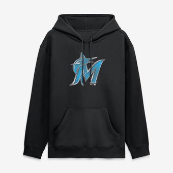 Men's Black Miami Marlins  Metallic Mascot Hoodie
